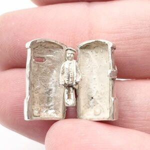 Vintage Sterling British Pillar Mailbox charm pendant